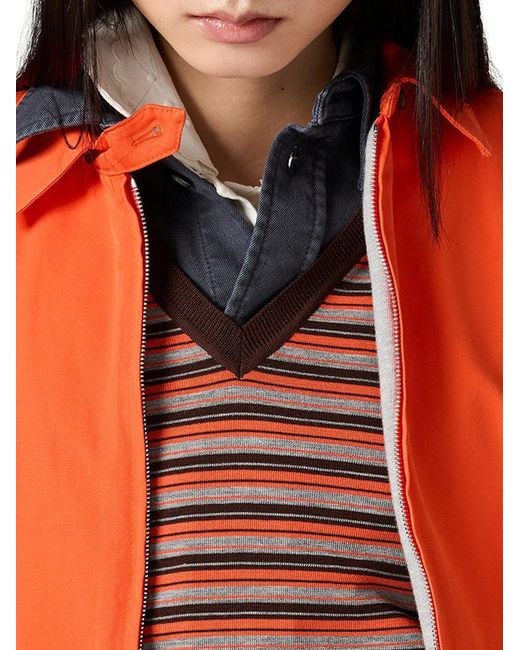 Miu Miu Orange Cotton Poplin Bomber Jacket With Logo