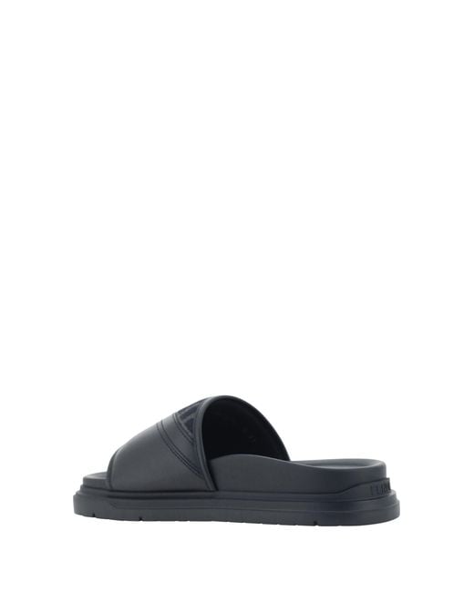Fendi Blue Slide Diagonal Sandals for men