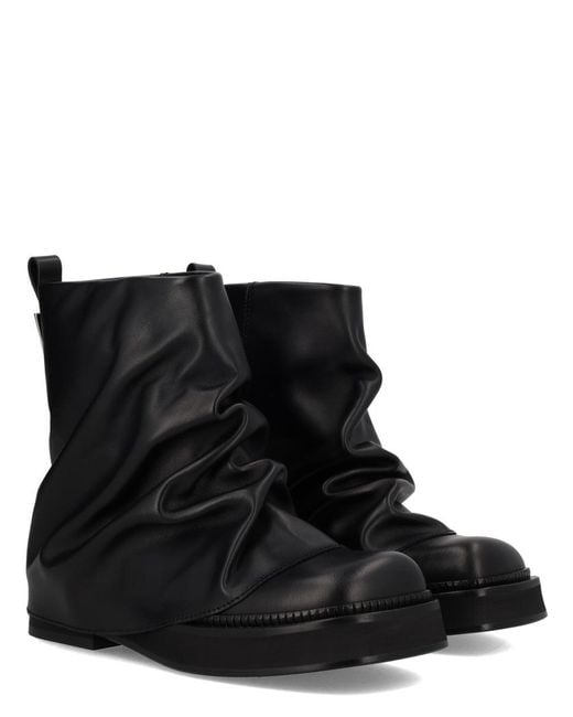 The Attico Black Leather Ankle Boots Mini Robin