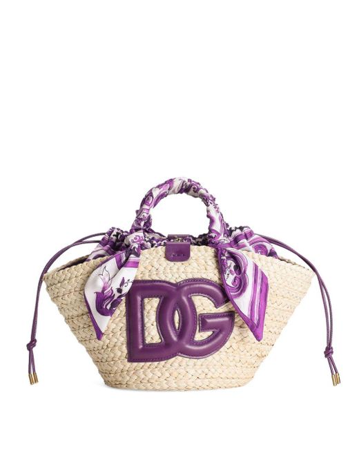 Dolce & Gabbana Pink Dolce & Gabbana Kendra Small Straw Tote