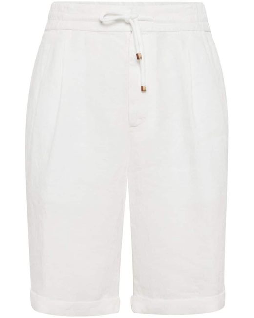 Brunello Cucinelli White Bermuda Shorts With Drawstring for men