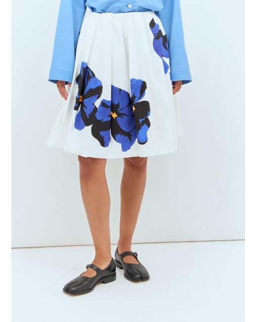 スカート MIU MIU PRINTED SLUBBED POPLIN SKIRT Miu Miu Printed Slubbed Poplin Skirt in White | Lyst
