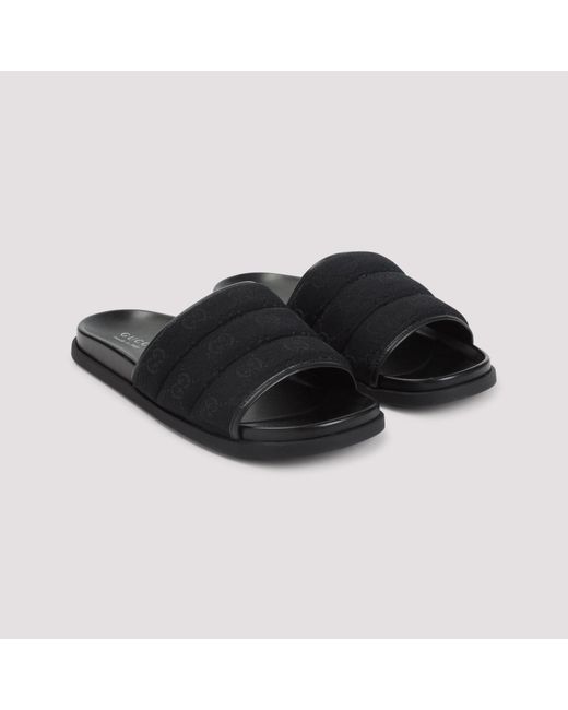 Gucci Black Slip On Slides for men