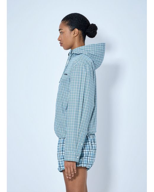 Acne Blue Hooded Check Jacket