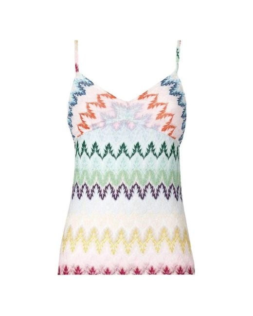 Missoni White V-Neck Zig-Zag Top