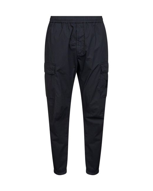Stone Island Blue "Parachute" Canvas Cargo Trousers for men