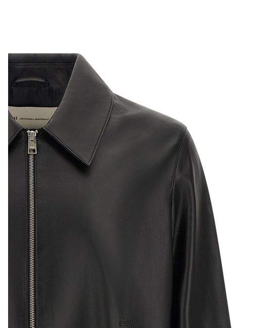 AMI Black Leather Jacket for men