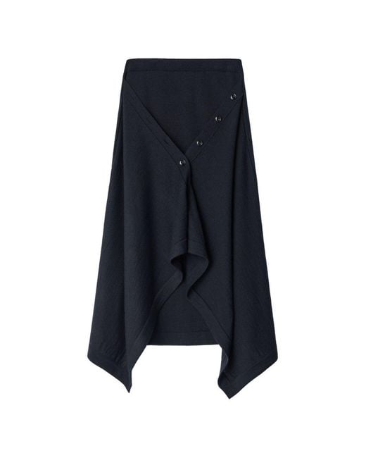 Lemaire Blue Wool Blend Midi Skirt