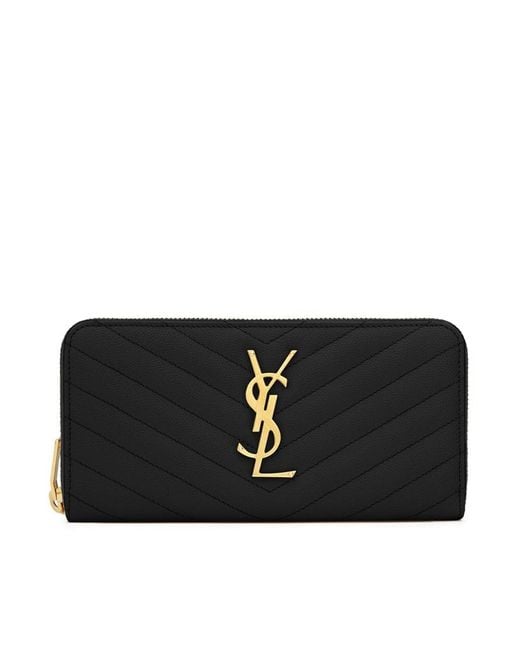 Saint Laurent Black Cassandre Matelassã Zip Wallet