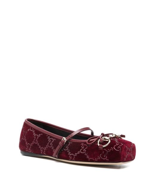 Gucci Red Horsebit Ballets