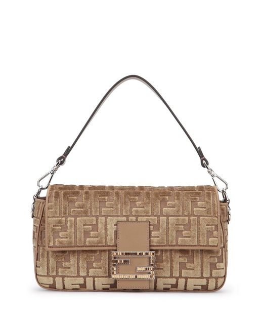 Fendi Brown Baguette Velvet Marrone