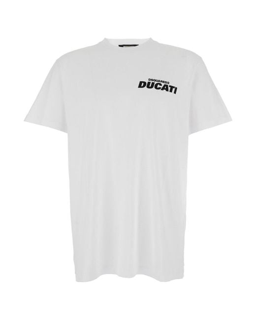 DSquared² White 'Ducati X D2' T-Shirt With Logo On The Front for men