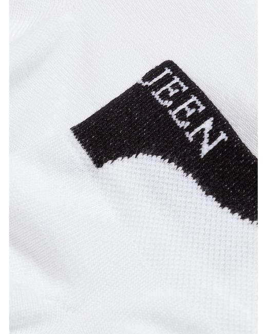 McQueen White Cotton Socks With Logo for men