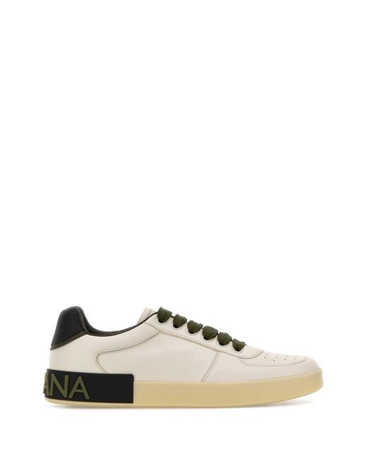 Dolce & Gabbana Multicolor Ivory Leather Sneakers for men