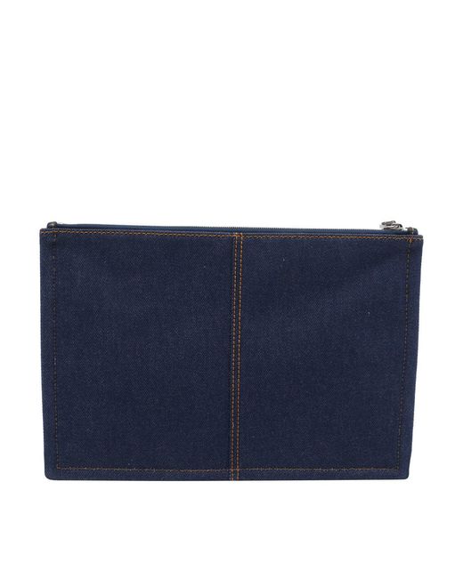 Fendi Blue Medium Flat Pouch for men