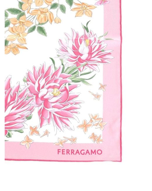 Ferragamo Pink Spring Print Scarf