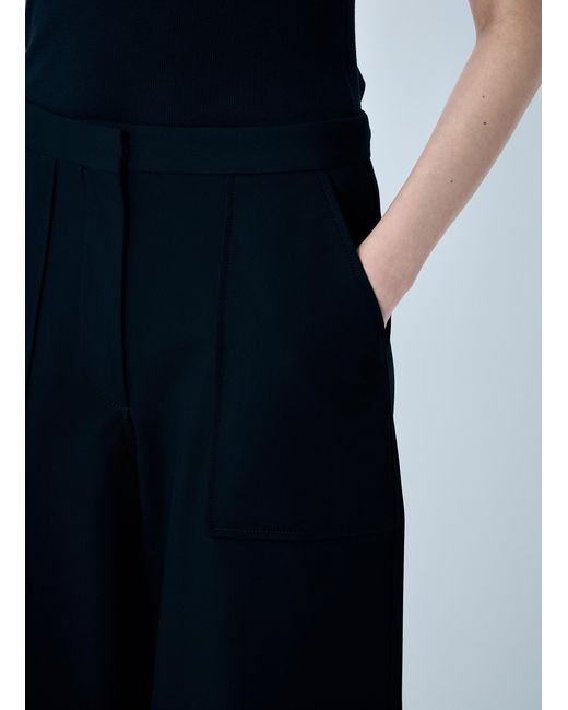 Ganni Blue Solid Twill Suiting Cargo Pants