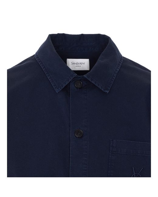 Saint Laurent Blue Cassandre Overshirt Jacket for men