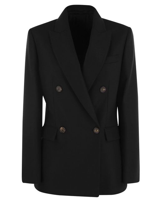 Brunello Cucinelli Black Wool And Cashmere Jacket With Necklace