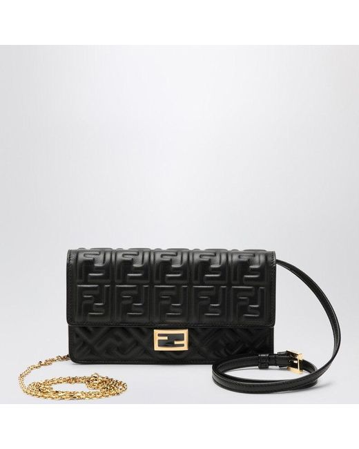 Fendi Black Wallet On Chain Baguette