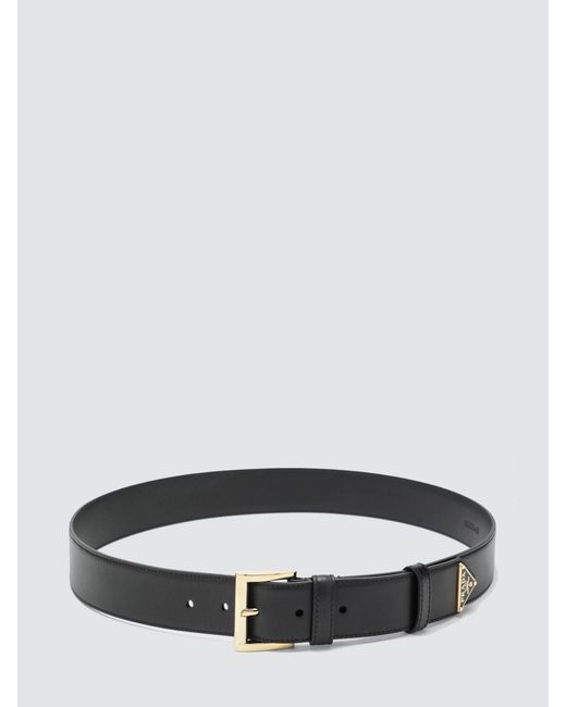 Prada Black Leather Belt With Logo