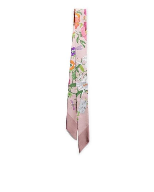 Gucci White Printed Silk Ribbon