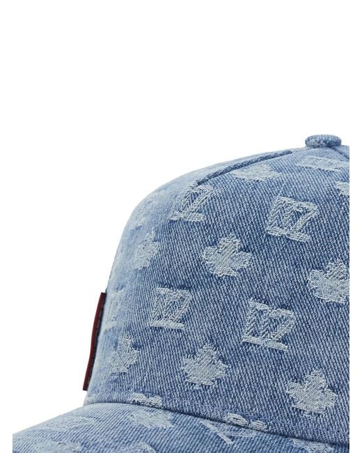 DSquared² Blue Light Baseball Cap With All-Over Logo for men