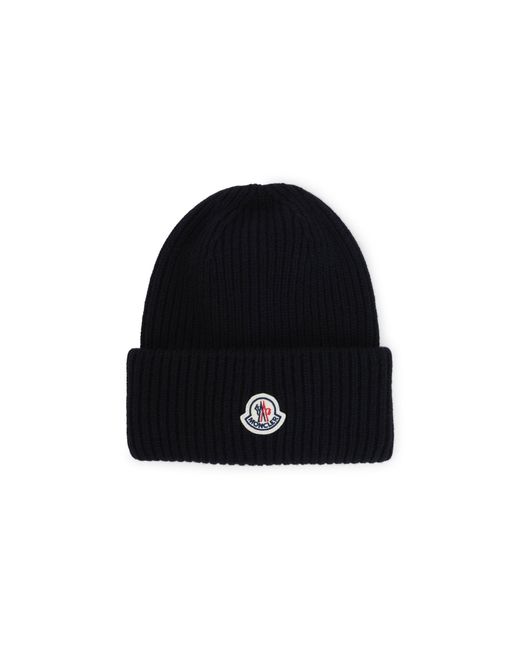 Moncler Black Virgin Wool Hat for men
