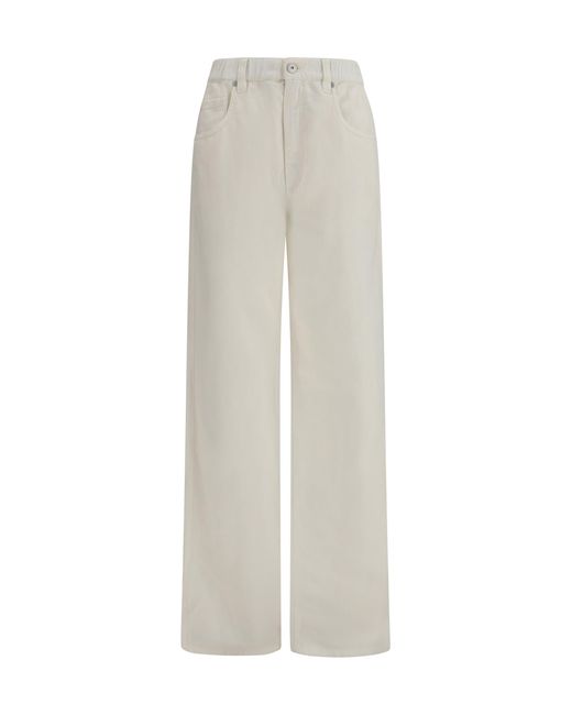 Brunello Cucinelli Women's White Wide-Leg Jeans