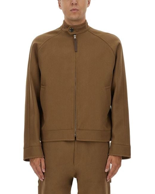 Moschino Brown Structured Boxy Jacket With High Collar