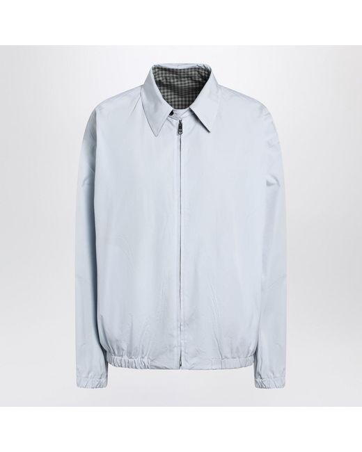 Prada Blue Reversible Light Jacket With Check Pattern