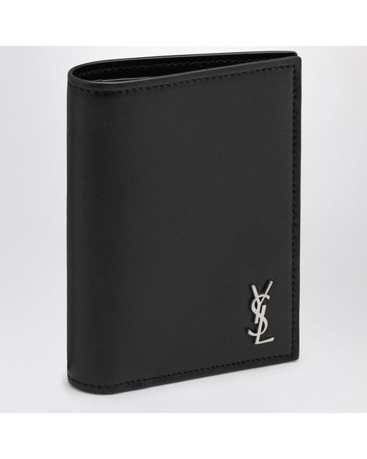 Saint Laurent Black Tiny Cassandre Matt Card Holder for men