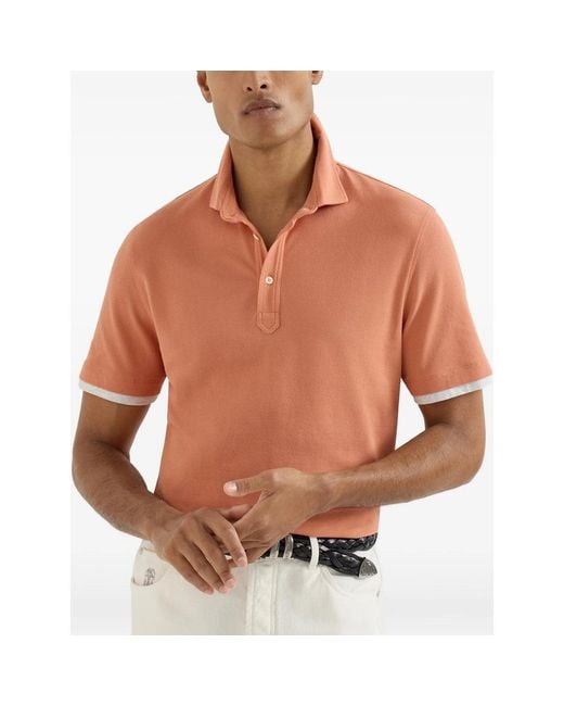 Brunello Cucinelli Orange Polo Shirts for men