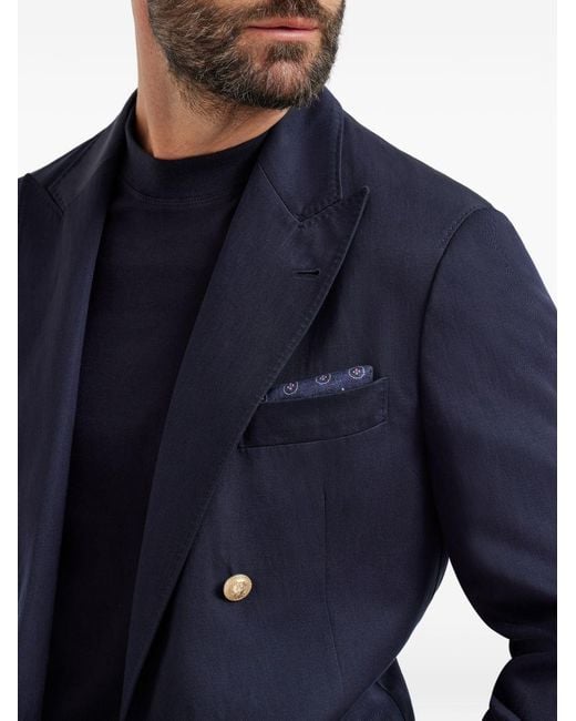 Brunello Cucinelli Blue Silk Foulard for men