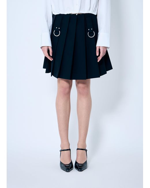 Prada Blue Pleated Wool Skirt