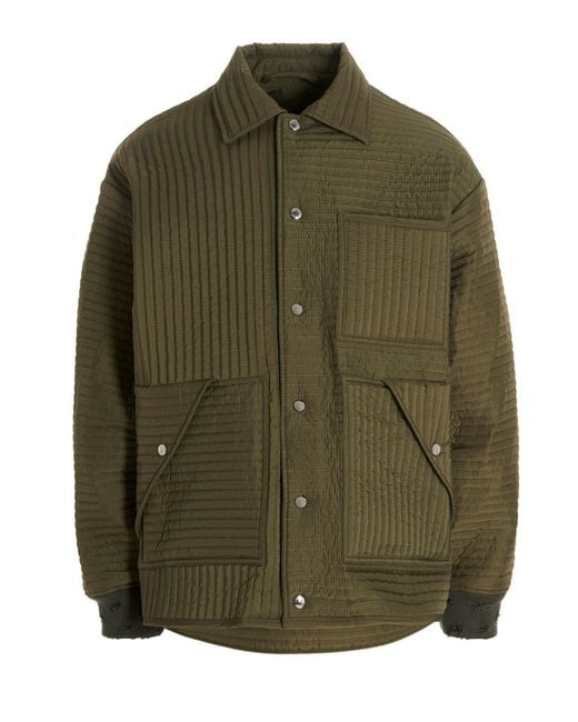 Khrisjoy Green 'Chore Quilted Stripes' Down Jacket for men