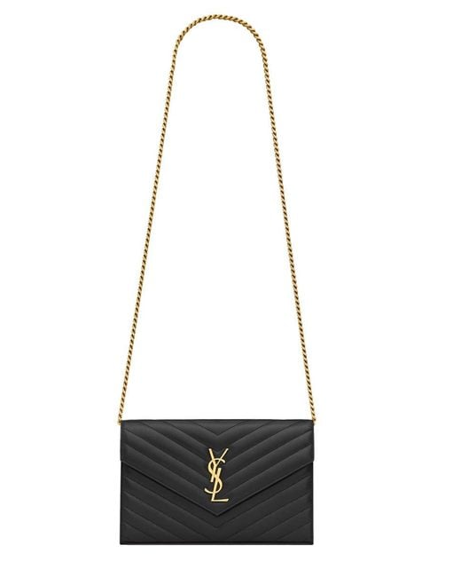 Saint Laurent White "cassandre" Clutch Bag With Chain