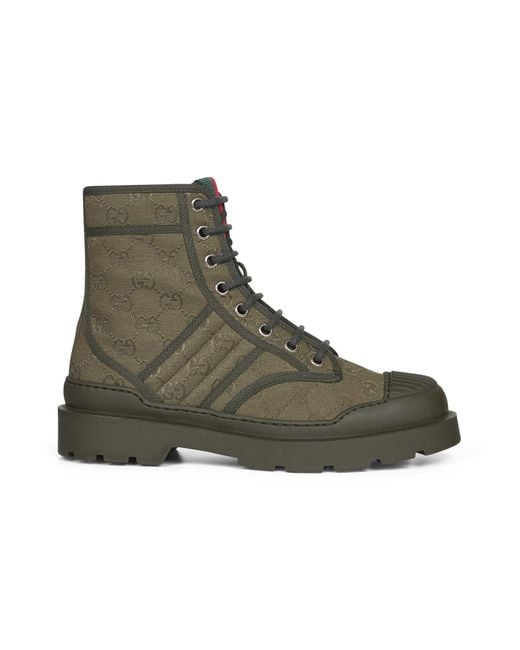 Gucci Green Gg Canvas Ankle Boots for men
