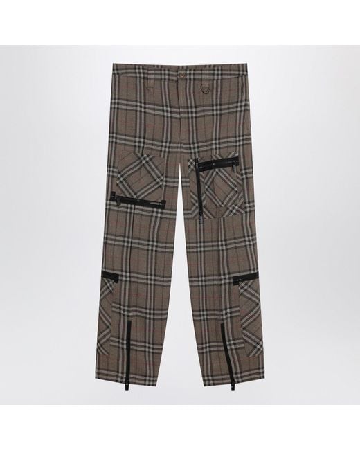 Burberry Gray Cargo Pants Check Pattern for men