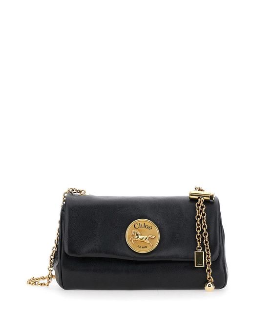 Chloé Black 'Heritage' Crossbody Bag With Chain-Link Shoulder Strap An