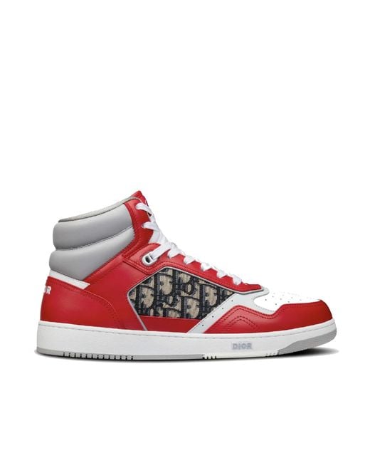 Dior Red B27 High-Top Leather Sneakers for men