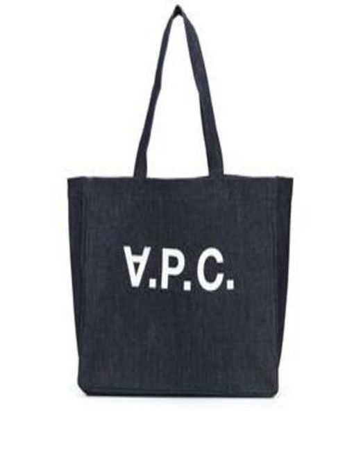 A.P.C. Blue 'Daniela' Tote Bag With Logo Lettering Print On The Front for men