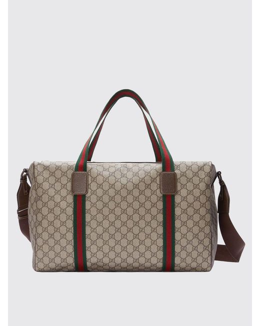 Gucci Brown Gg Supreme Canvas And Leather Duffle Bag for men