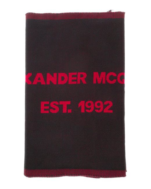 Alexander McQueen Black And Scarf With Jacquard Logo for men