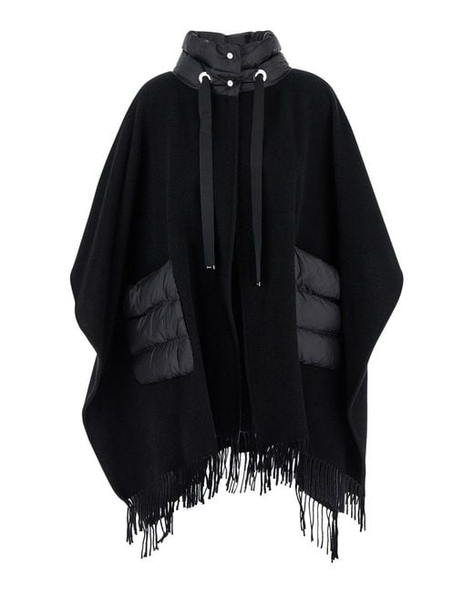 Herno Black 'Warmy' High Neck Poncho With Patch Pockets