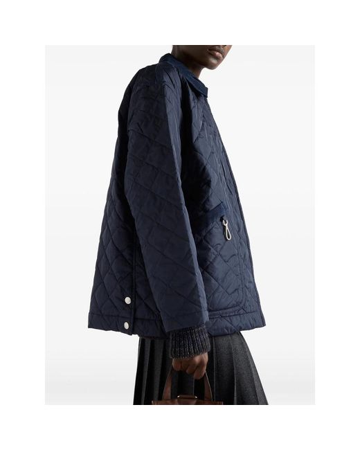 Prada Blue Re-Nylon Triangle-Logo Quilted Jacket