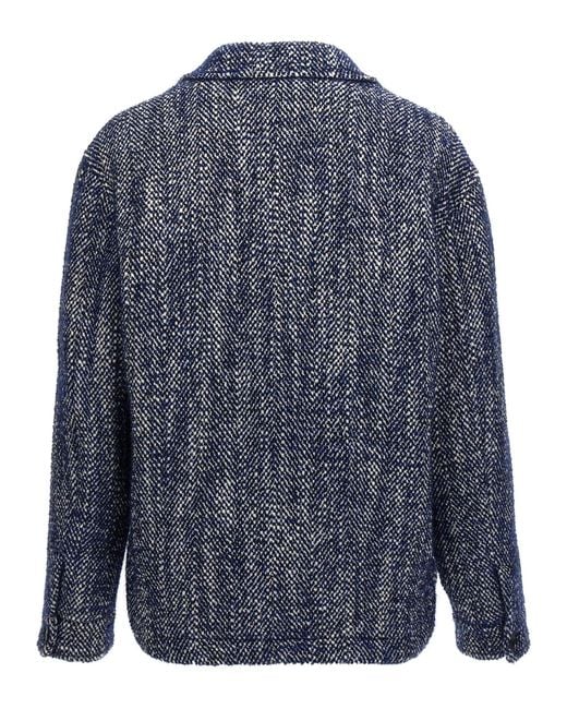 Etro Blue Wool Overshirt Jacket for men