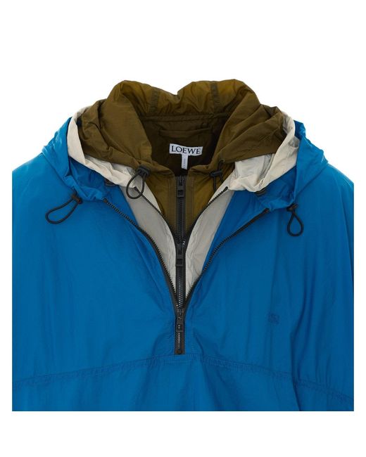 Loewe Blue Anorak Jacket With Mini Logo And Technical Shell for men