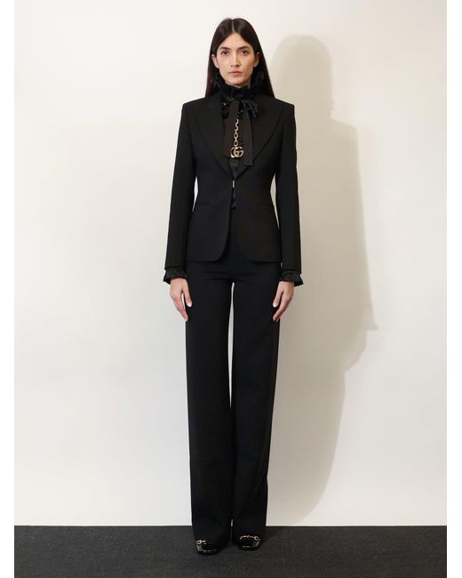 Gucci Black Technical Stretch Wool Trousers