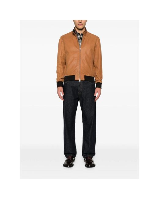 Tagliatore Brown Ice Zip-Up Jacket for men